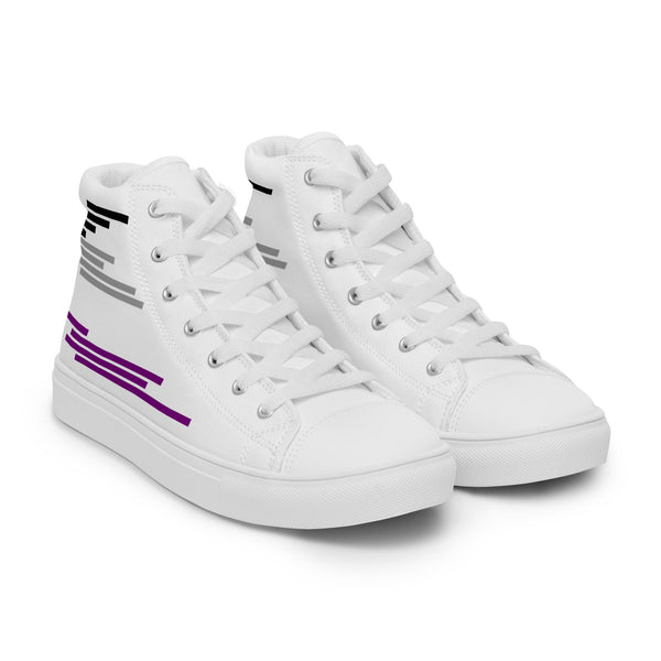 Modern Asexual Pride Colors White High Top Shoes - Men Sizes