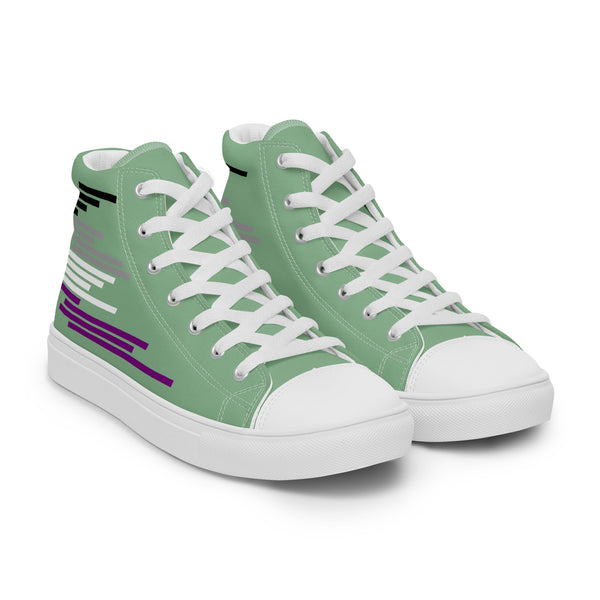 Modern Asexual Pride Colors Green High Top Shoes - Men Sizes