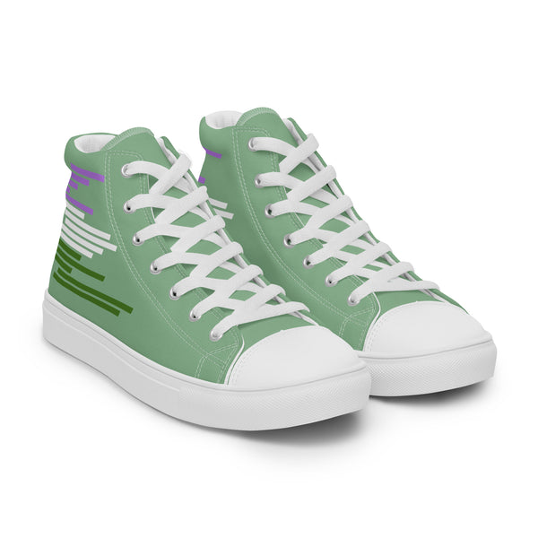 Modern Genderqueer Pride Colors Green High Top Shoes - Men Sizes