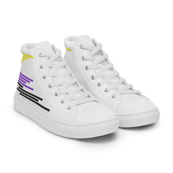 Modern Non-Binary Pride Colors White High Top Shoes - Men Sizes