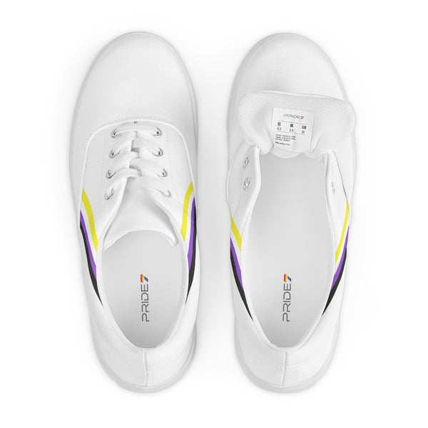 Classic Non-Binary Pride Colors White Lace-up Shoes - Men Sizes