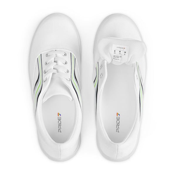 Trendy Agender Pride Colors White Lace-up Shoes - Men Sizes