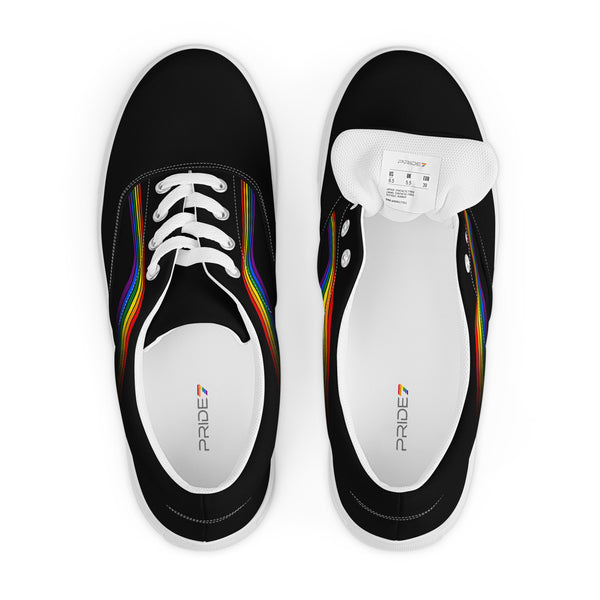 Trendy Gay Pride Colors Black Lace-up Shoes - Men Sizes