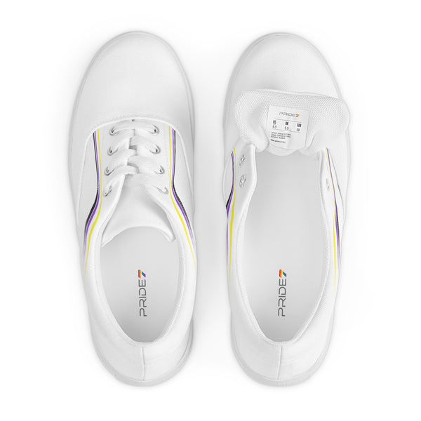 Trendy Non-Binary Pride Colors White Lace-up Shoes - Men Sizes