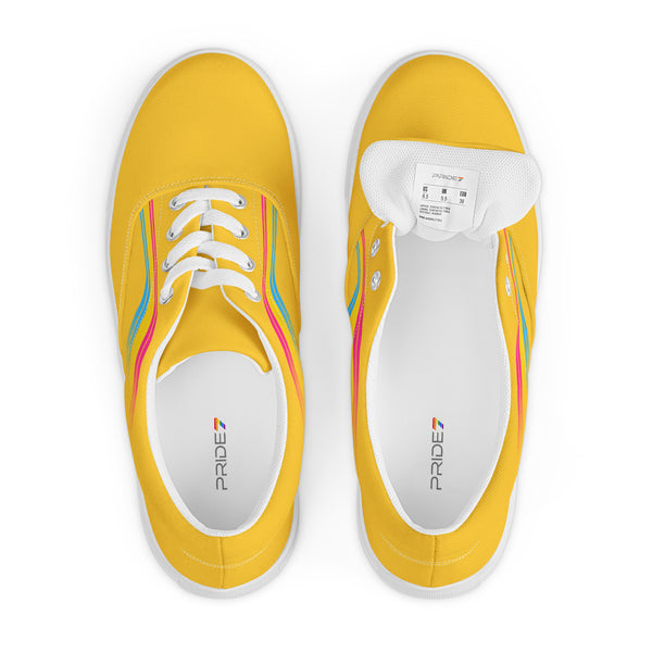 Trendy Pansexual Pride Colors Yellow Lace-up Shoes - Men Sizes