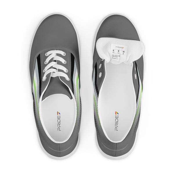 Agender Pride Colors Original Gray Lace-up Shoes - Men Sizes
