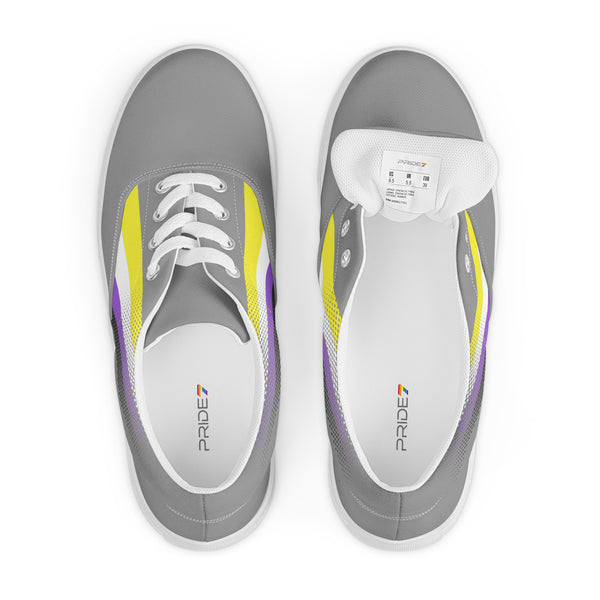 Non-Binary Pride Colors Original Gray Lace-up Shoes - Men Sizes