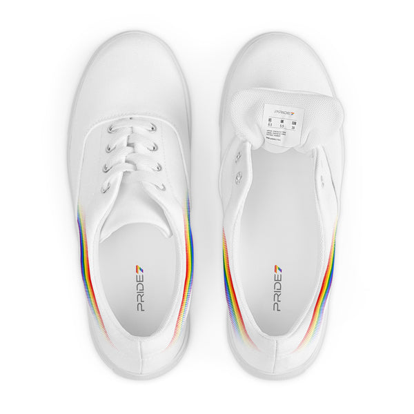 Casual Gay Pride Colors White Lace-up Shoes - Men Sizes