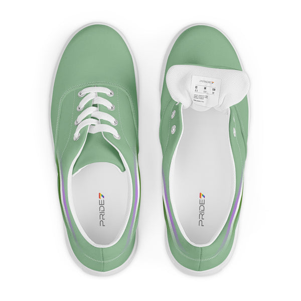 Casual Genderqueer Pride Colors Green Lace-up Shoes - Men Sizes