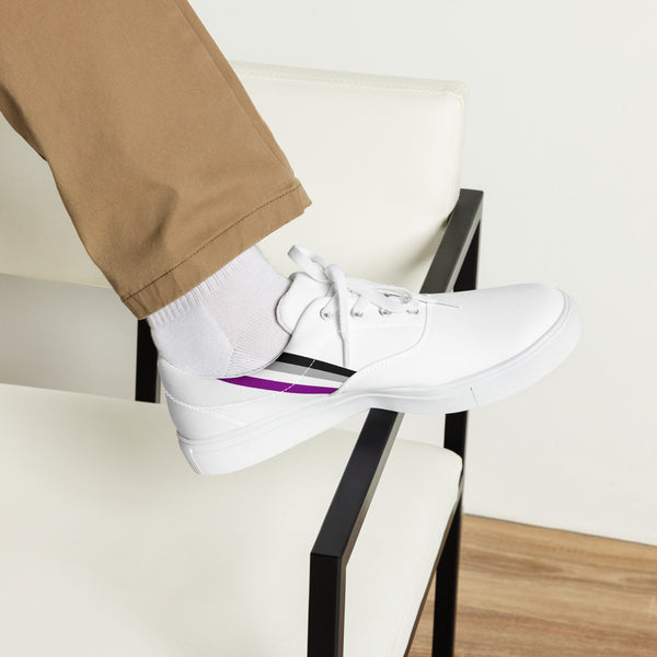 Classic Asexual Pride Colors White Lace-up Shoes - Men Sizes