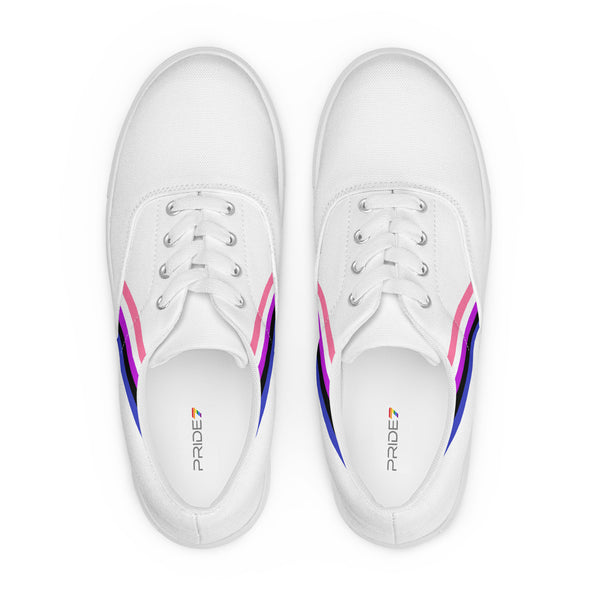 Classic Genderfluid Pride Colors White Lace-up Shoes - Men Sizes