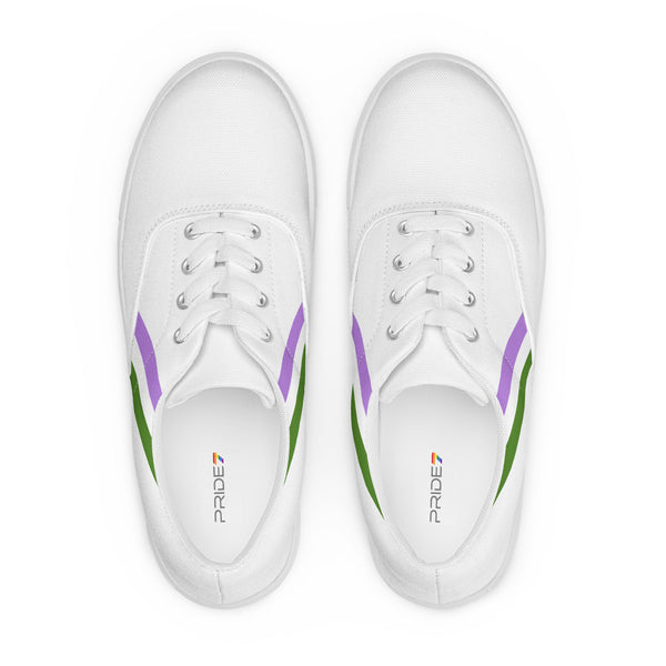 Classic Genderqueer Pride Colors White Lace-up Shoes - Men Sizes