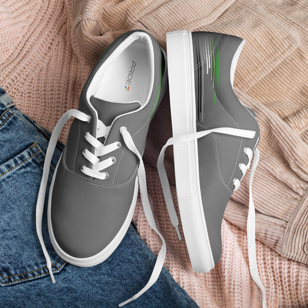Modern Aromantic Pride Colors Gray Lace-up Shoes - Men Sizes