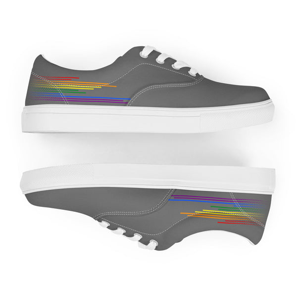 Modern Gay Pride Colors Gray Lace-up Shoes - Men Sizes