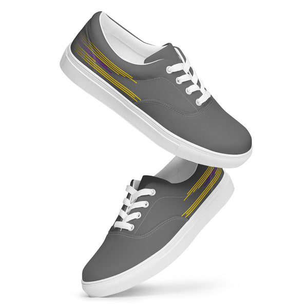 Modern Intersex Pride Colors Gray Lace-up Shoes - Men Sizes