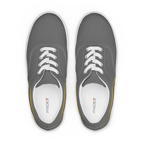 Modern Intersex Pride Colors Gray Lace-up Shoes - Men Sizes