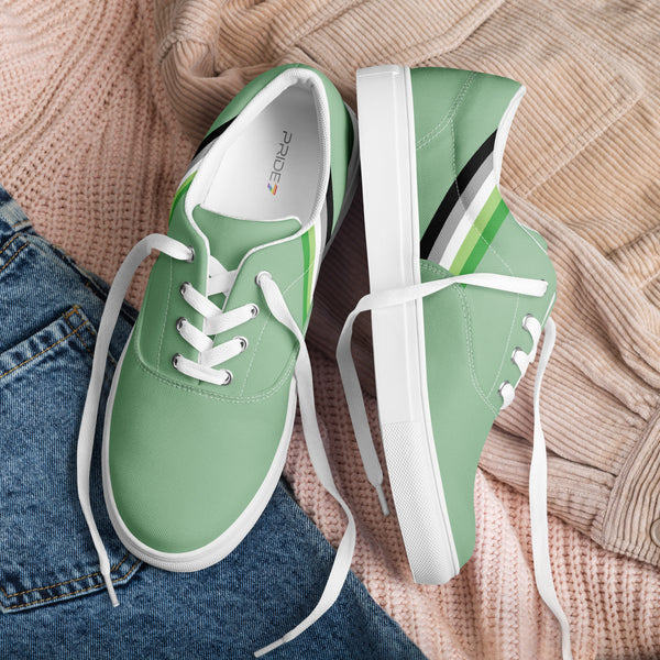 Classic Aromantic Pride Colors Green Lace-up Shoes - Men Sizes