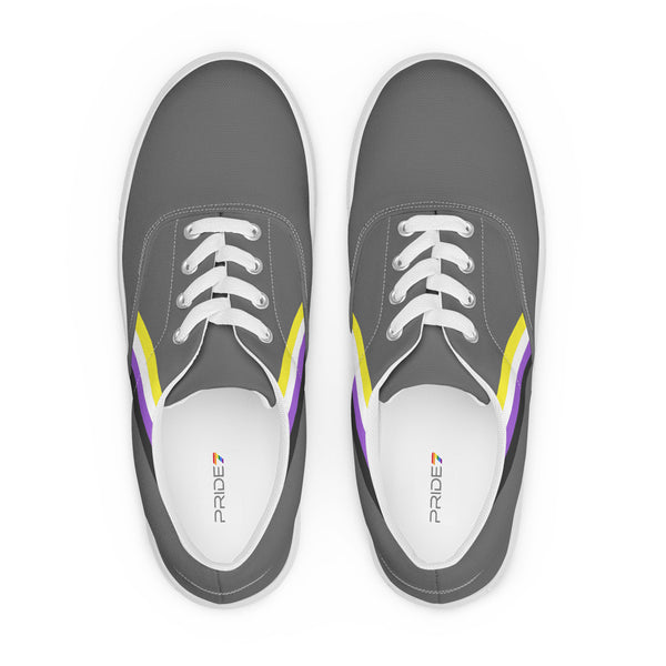 Classic Non-Binary Pride Colors Gray Lace-up Shoes - Men Sizes