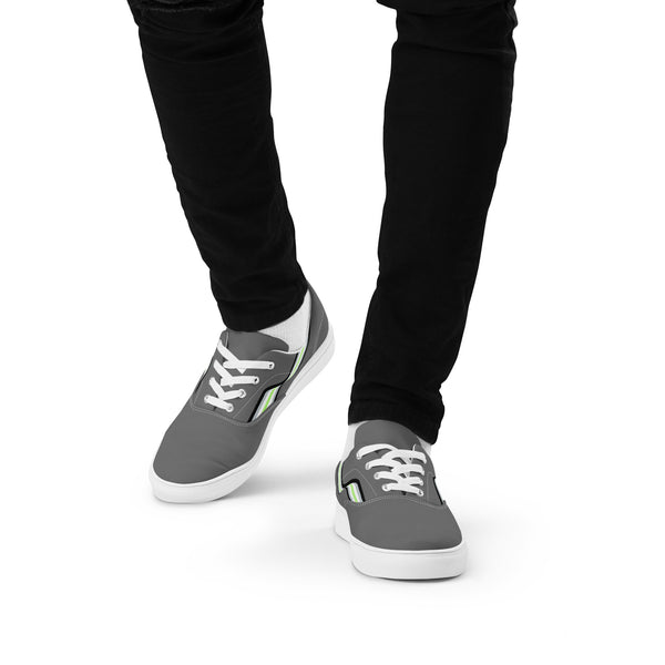 Original Agender Pride Colors Gray Lace-up Shoes - Men Sizes