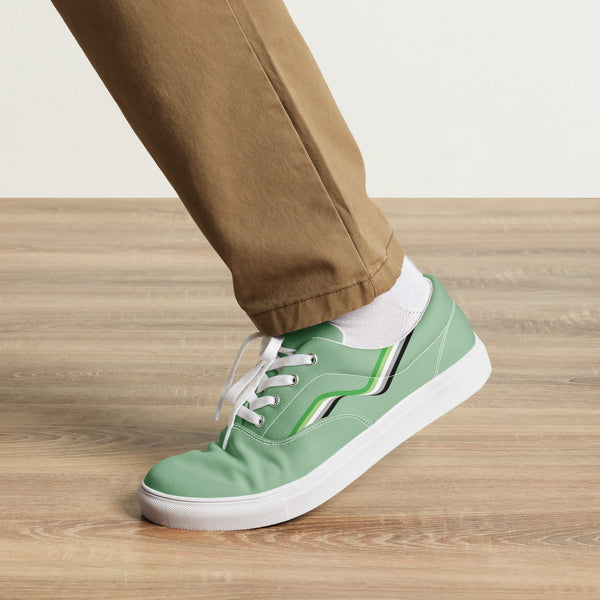 Original Aromantic Pride Colors Green Lace-up Shoes - Men Sizes