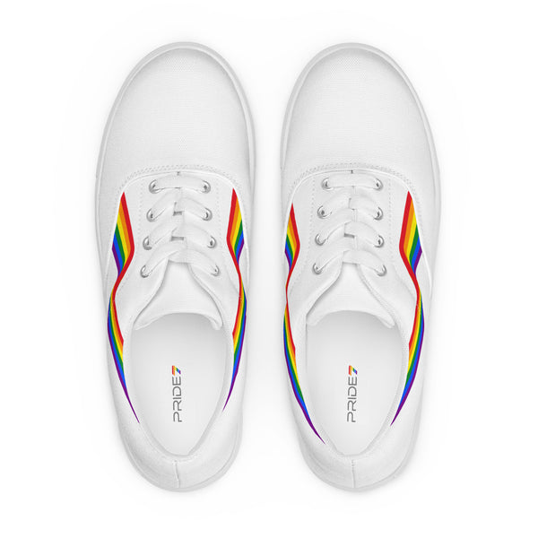 Original Gay Pride Colors White Lace-up Shoes - Men Sizes