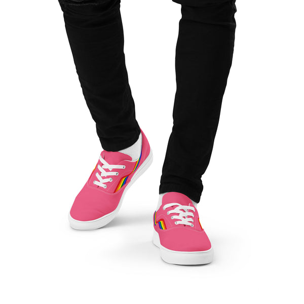 Original Gay Pride Colors Pink Lace-up Shoes - Men Sizes