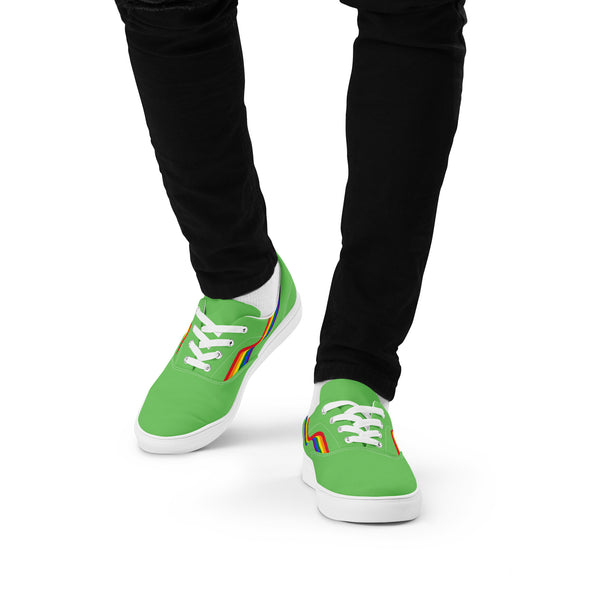 Original Gay Pride Colors Green Lace-up Shoes - Men Sizes