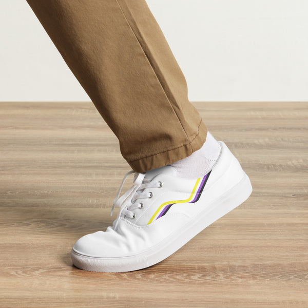 Original Non-Binary Pride Colors White Lace-up Shoes - Men Sizes