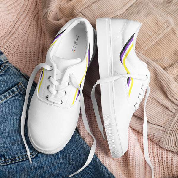 Original Non-Binary Pride Colors White Lace-up Shoes - Men Sizes