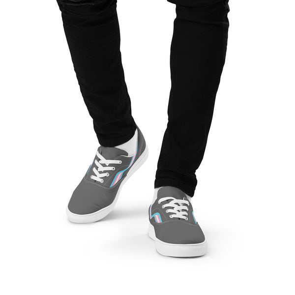Original Transgender Pride Colors Gray Lace-up Shoes - Men Sizes