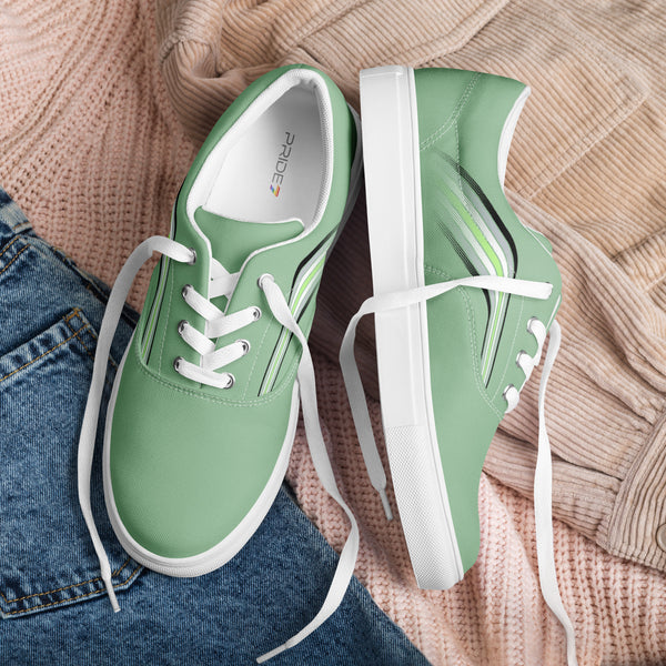 Trendy Agender Pride Colors Green Lace-up Shoes - Men Sizes