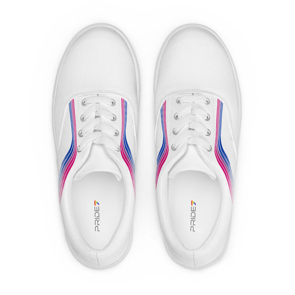 Trendy Bisexual Pride Colors White Lace-up Shoes - Men Sizes