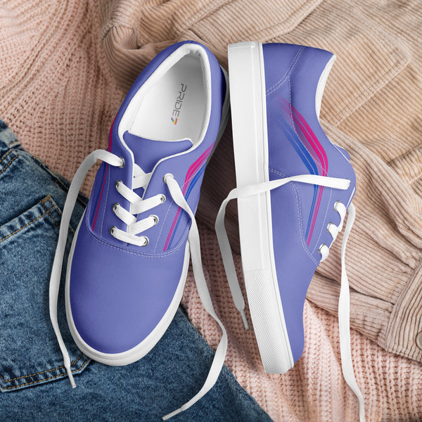 Trendy Bisexual Pride Colors Blue Lace-up Shoes - Men Sizes