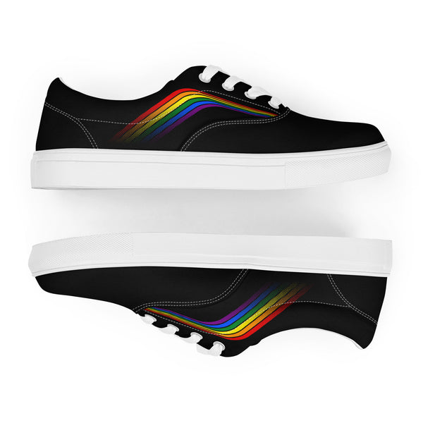 Trendy Gay Pride Colors Black Lace-up Shoes - Men Sizes