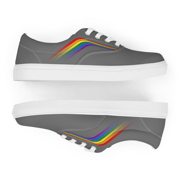 Trendy Gay Pride Colors Gray Lace-up Shoes - Men Sizes