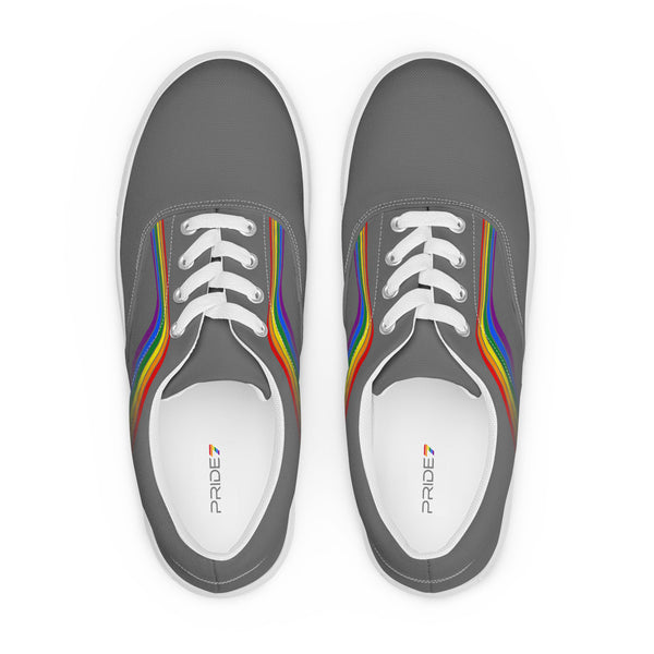 Trendy Gay Pride Colors Gray Lace-up Shoes - Men Sizes