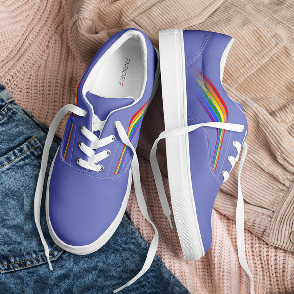 Trendy Gay Pride Colors Purple Lace-up Shoes - Men Sizes