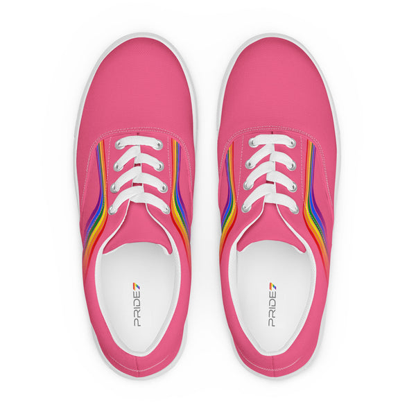 Trendy Gay Pride Colors Pink Lace-up Shoes - Men Sizes