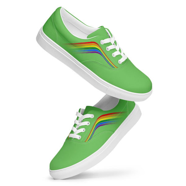 Trendy Gay Pride Colors Green Lace-up Shoes - Men Sizes