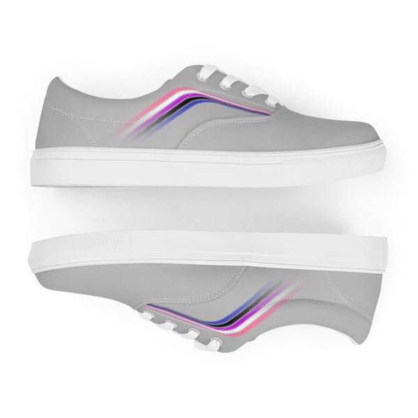 Trendy Genderfluid Pride Colors Gray Lace-up Shoes - Men Sizes