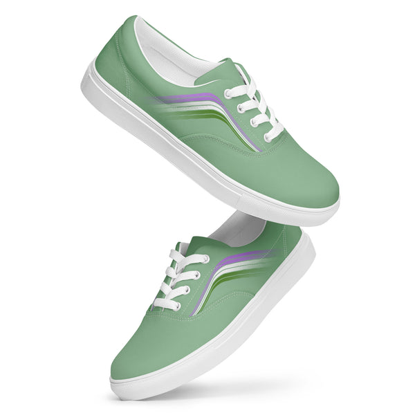 Trendy Genderqueer Pride Colors Green Lace-up Shoes - Men Sizes