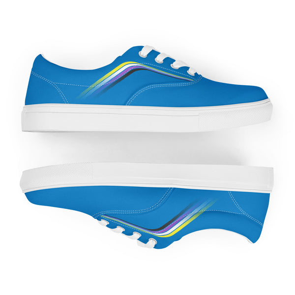 Trendy Non-Binary Pride Colors Blue Lace-up Shoes - Men Sizes