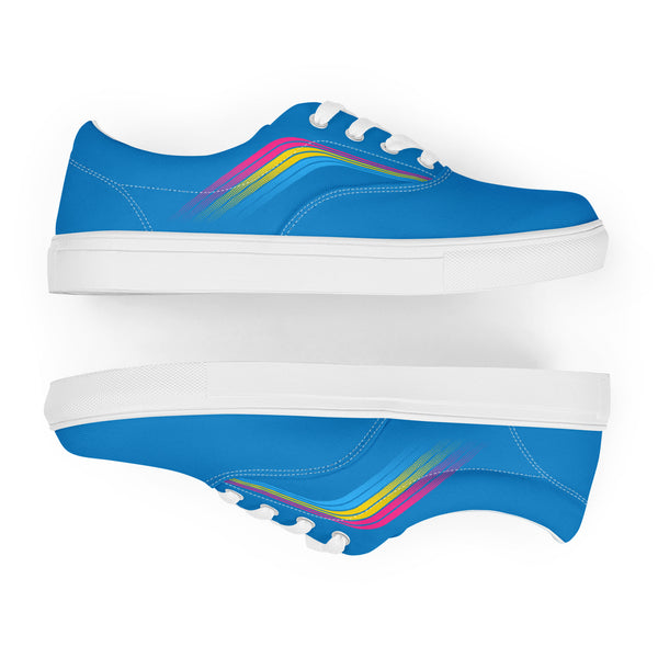 Trendy Pansexual Pride Colors Blue Lace-up Shoes - Men Sizes