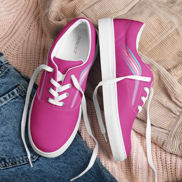 Trendy Transgender Pride Colors Pink Lace-up Shoes - Men Sizes