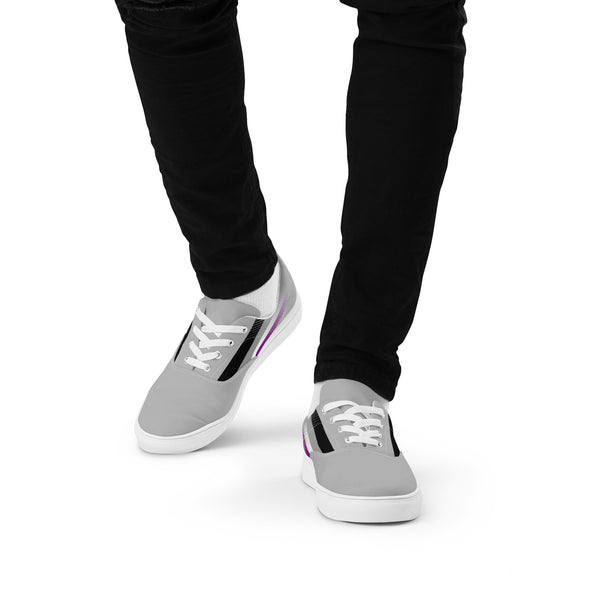 Asexual Pride Colors Original Gray Lace-up Shoes - Men Sizes