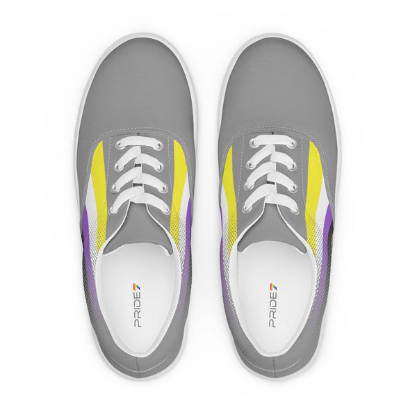 Non-Binary Pride Colors Original Gray Lace-up Shoes - Men Sizes