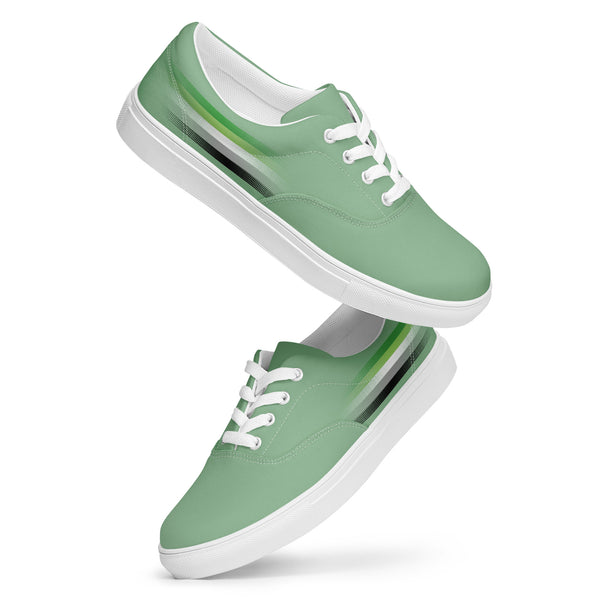 Casual Aromantic Pride Colors Green Lace-up Shoes - Men Sizes