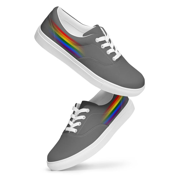 Casual Gay Pride Colors Gray Lace-up Shoes - Men Sizes