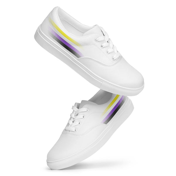 Casual Non-Binary Pride Colors White Lace-up Shoes - Men Sizes