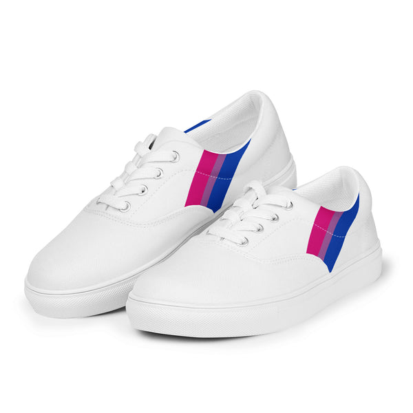 Classic Bisexual Pride Colors White Lace-up Shoes - Men Sizes